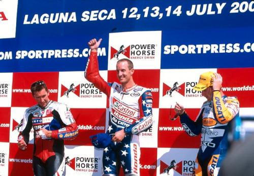 Colin Edwards Podium at Laguna Seca 2002